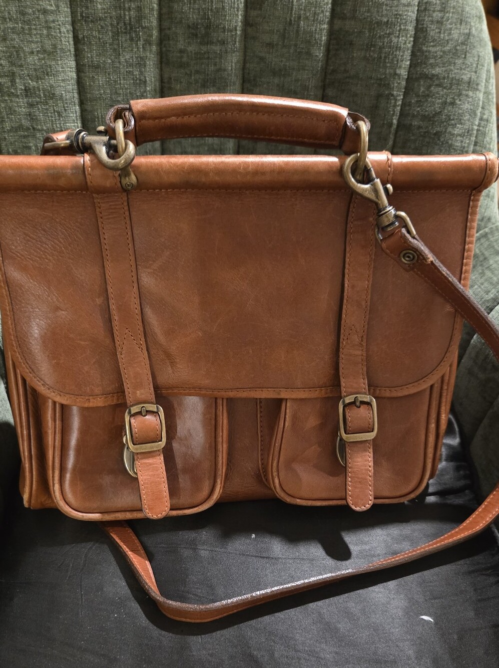 Leather Messenger Bag - Brown